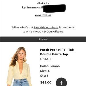 NWOT 1. STATE Patch Pocket Roll Tab Double Gauze Top